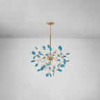 Lit agate chandelier with translucent veined stone slices