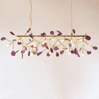 Agate Chandelier, Natural Agate Slices, Rose Gold Arms, G4 LED