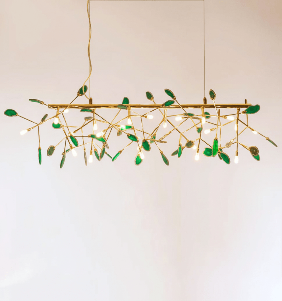 Agate Chandelier, Natural Agate Slices, Rose Gold Arms, G4 LED