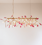 Agate Chandelier, Natural Agate Slices, Rose Gold Arms, G4 LED