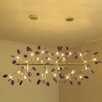 Agate Chandelier, Natural Agate Slices, Rose Gold Arms, G4 LED
