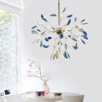 Agate Chandelier, Natural Agate Slices, Rose Gold Arms, G4 LED