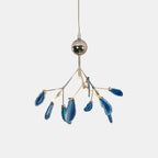Agate Chandelier, Natural Agate Slices, Rose Gold Arms, G4 LED