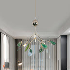 Agate Chandelier, Natural Agate Slices, Rose Gold Arms, G4 LED