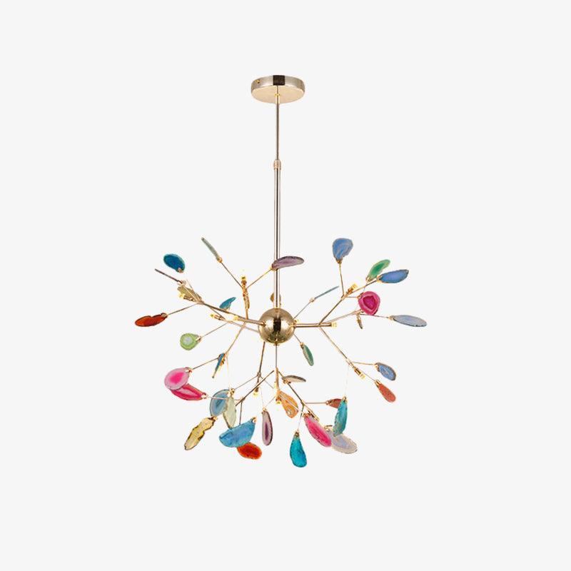 Agate Chandelier, Natural Agate Slices, Rose Gold Arms, G4 LED