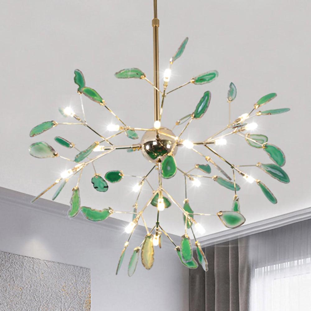 Agate Chandelier, Natural Agate Slices, Rose Gold Arms, G4 LED