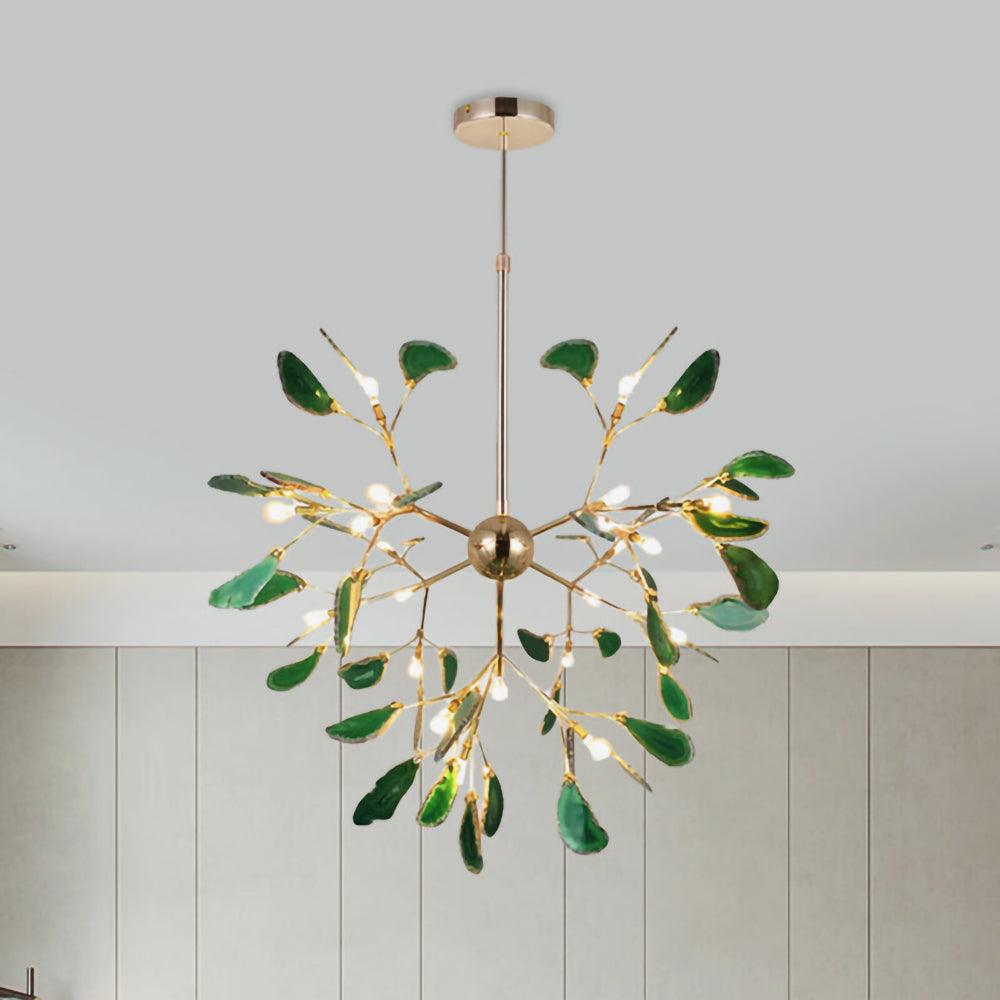 Agate Chandelier, Natural Agate Slices, Rose Gold Arms, G4 LED