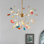 Agate Chandelier, Natural Agate Slices, Rose Gold Arms, G4 LED