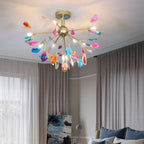 Agate Chandelier, Natural Agate Slices, Rose Gold Arms, G4 LED