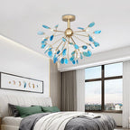 Agate Chandelier, Natural Agate Slices, Rose Gold Arms, G4 LED