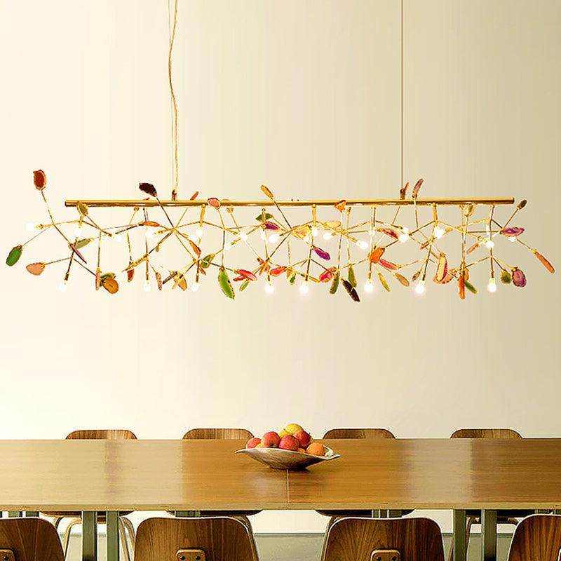 Agate Chandelier, Natural Agate Slices, Rose Gold Arms, G4 LED