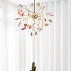 Agate Chandelier, Natural Agate Slices, Rose Gold Arms, G4 LED