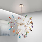 Agate Chandelier, Natural Agate Slices, Rose Gold Arms, G4 LED