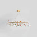 Agate chandelier suspended over a styled table