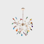 Agate Chandelier, Natural Agate Slices, Rose Gold Arms, G4 LED