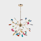Natural agate chandelier with colourful translucent slices