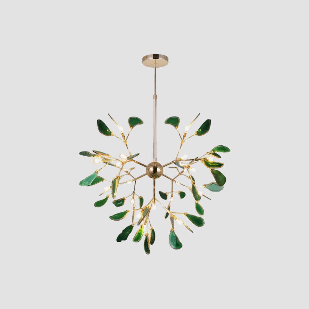 Agate Chandelier, Natural Agate Slices, Rose Gold Arms, G4 LED