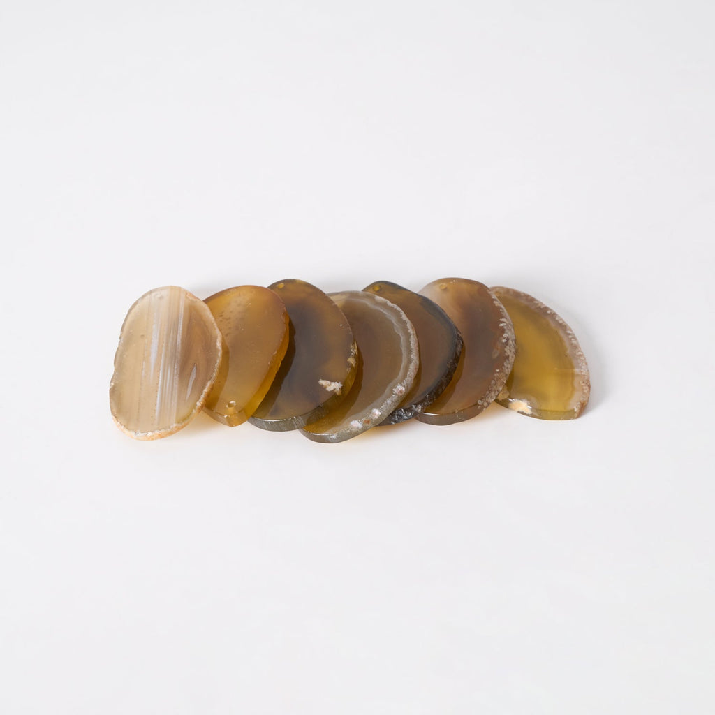 Agate Chandelier, Natural Agate Slices, Rose Gold Arms, G4 LED