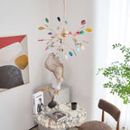 Agate Chandelier, Natural Agate Slices, Rose Gold Arms, G4 LED