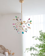 Agate Chandelier, Natural Agate Slices, Rose Gold Arms, G4 LED