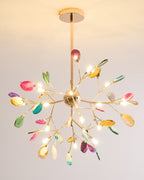 Agate Chandelier, Natural Agate Slices, Rose Gold Arms, G4 LED