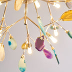 Agate Chandelier, Natural Agate Slices, Rose Gold Arms, G4 LED