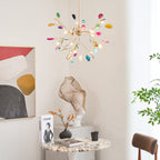 Agate Chandelier, Natural Agate Slices, Rose Gold Arms, G4 LED