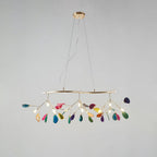 Agate Chandelier, Natural Agate Slices, Rose Gold Arms, G4 LED