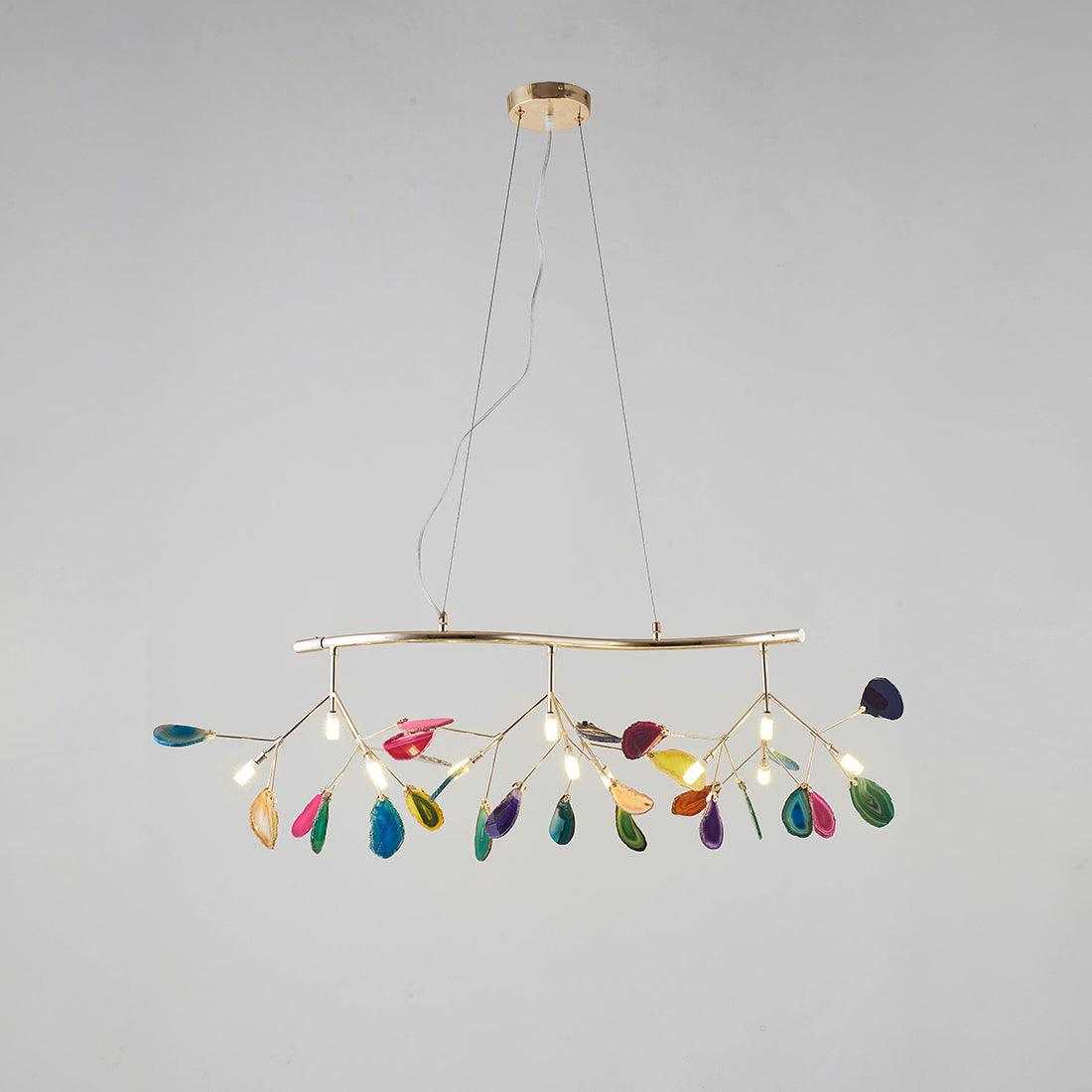 Agate Chandelier, Natural Agate Slices, Rose Gold Arms, G4 LED