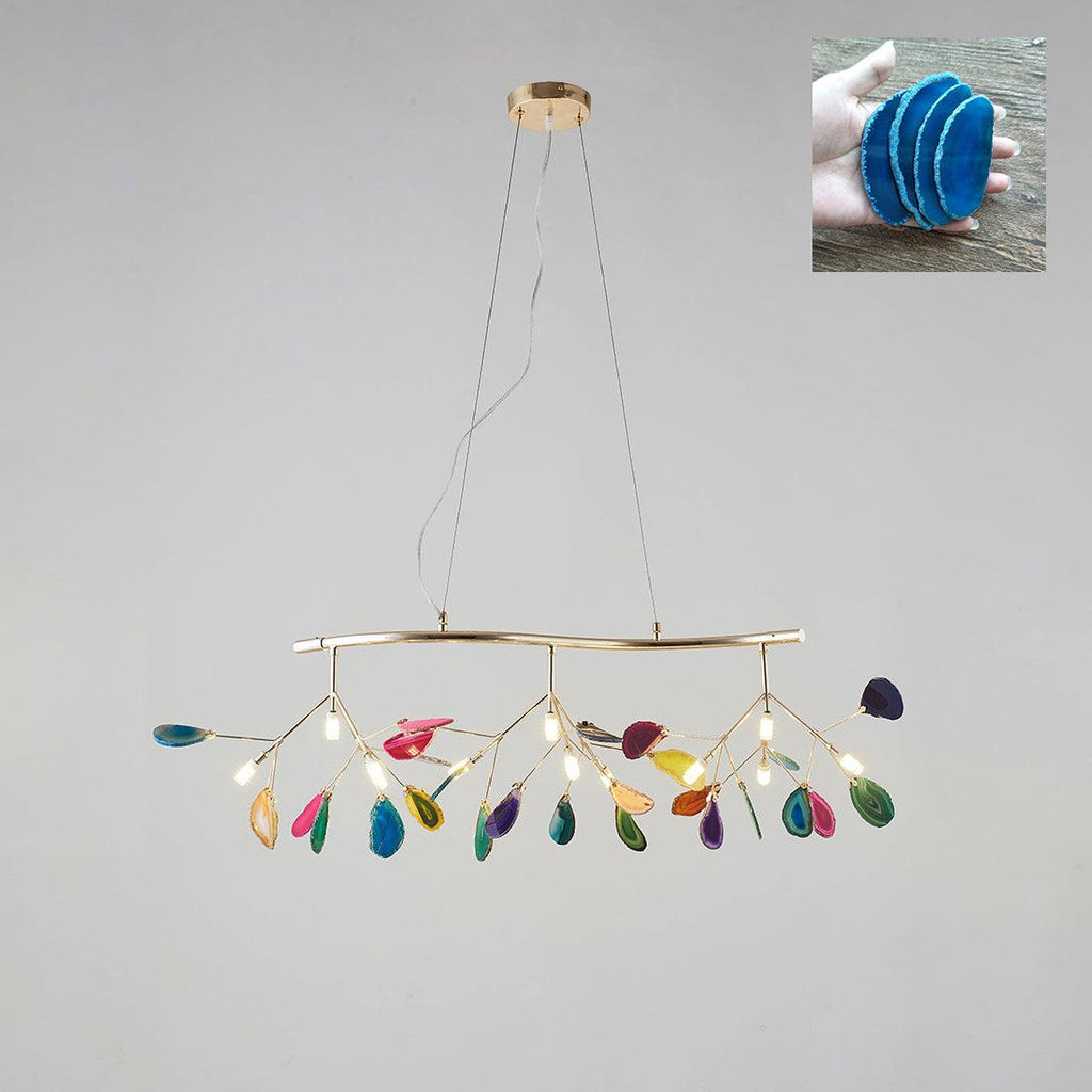 Agate Chandelier, Natural Agate Slices, Rose Gold Arms, G4 LED
