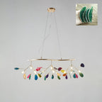 Agate Chandelier, Natural Agate Slices, Rose Gold Arms, G4 LED