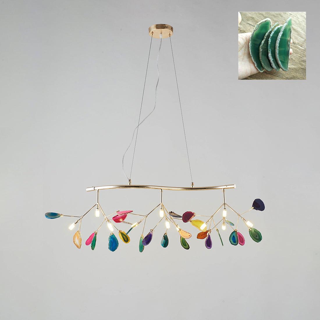 Agate Chandelier, Natural Agate Slices, Rose Gold Arms, G4 LED