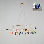 Agate Chandelier, Natural Agate Slices, Rose Gold Arms, G4 LED