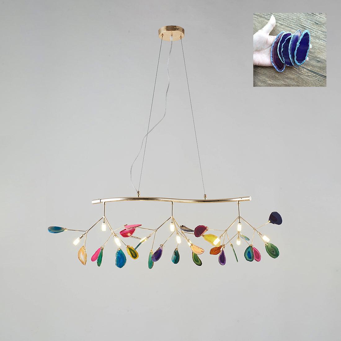 Agate Chandelier, Natural Agate Slices, Rose Gold Arms, G4 LED