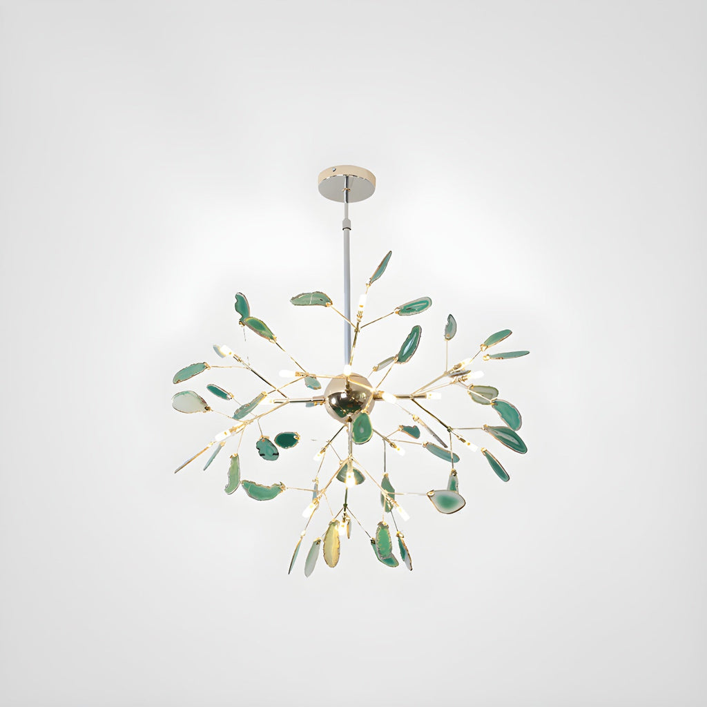 Agate Chandelier, Natural Agate Slices, Rose Gold Arms, G4 LED