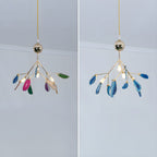 Agate Chandelier, Natural Agate Slices, Rose Gold Arms, G4 LED