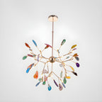 Agate Chandelier, Natural Agate Slices, Rose Gold Arms, G4 LED