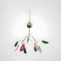 Agate chandelier with natural agate slices on rose gold arms