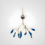 Agate Chandelier, Natural Agate Slices, Rose Gold Arms, G4 LED