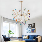 Agate Chandelier, Natural Agate Slices, Rose Gold Arms, G4 LED