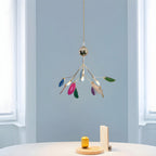 Agate Chandelier, Natural Agate Slices, Rose Gold Arms, G4 LED