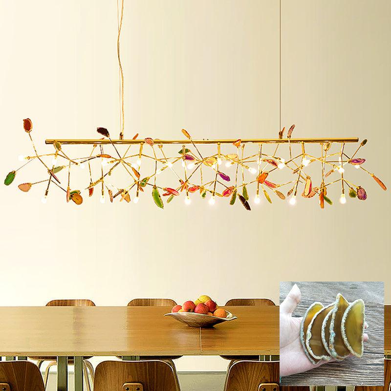 Agate Chandelier, Natural Agate Slices, Rose Gold Arms, G4 LED