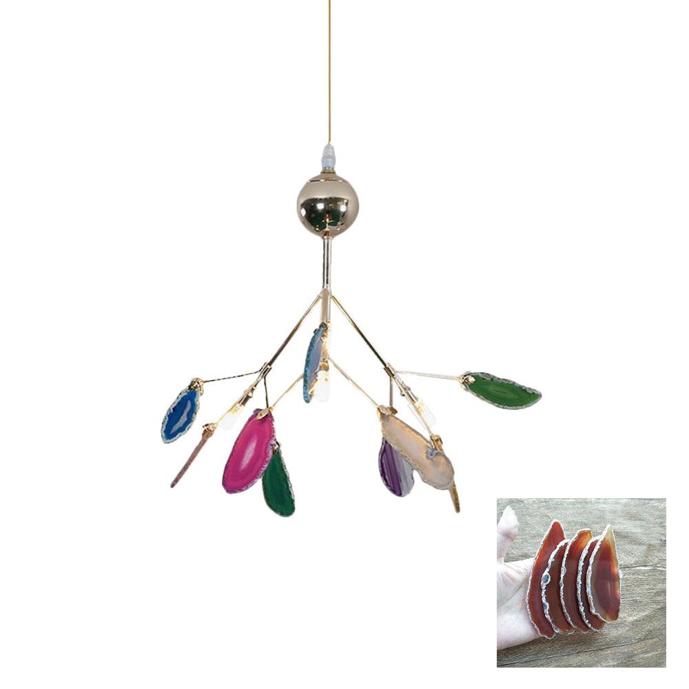 Agate Chandelier, Natural Agate Slices, Rose Gold Arms, G4 LED