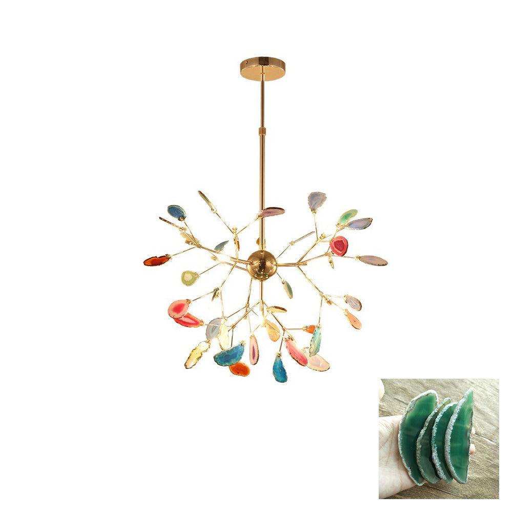 Agate Chandelier, Natural Agate Slices, Rose Gold Arms, G4 LED