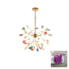 Agate Chandelier, Natural Agate Slices, Rose Gold Arms, G4 LED