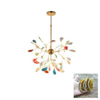 Agate Chandelier, Natural Agate Slices, Rose Gold Arms, G4 LED