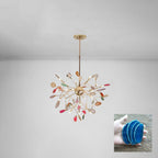 Agate Chandelier, Natural Agate Slices, Rose Gold Arms, G4 LED