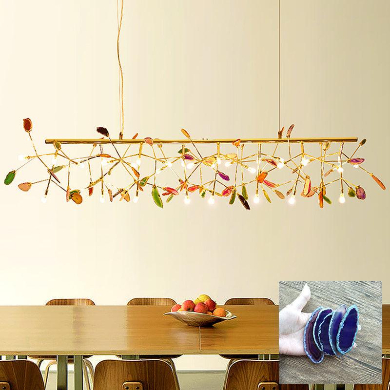 Agate Chandelier, Natural Agate Slices, Rose Gold Arms, G4 LED