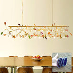 Agate Chandelier, Natural Agate Slices, Rose Gold Arms, G4 LED