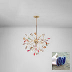 Agate Chandelier, Natural Agate Slices, Rose Gold Arms, G4 LED